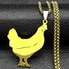 Two Cute Hen Pendant Necklace For Women Men Stainless Steel Gold Silver Color Animal Lover Female Lovely Chain Jewelry Gifts
