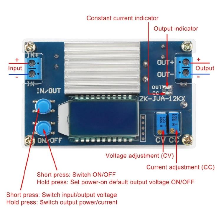 DC5.3V To 32V 12A Step Down Voltage Regulator with PreciseLCD Display for Lab Experiments and ATVs