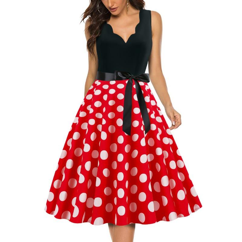 JPNTKY Moda Estiva Primaverile Senza Maniche Scollo a V Abiti Casual