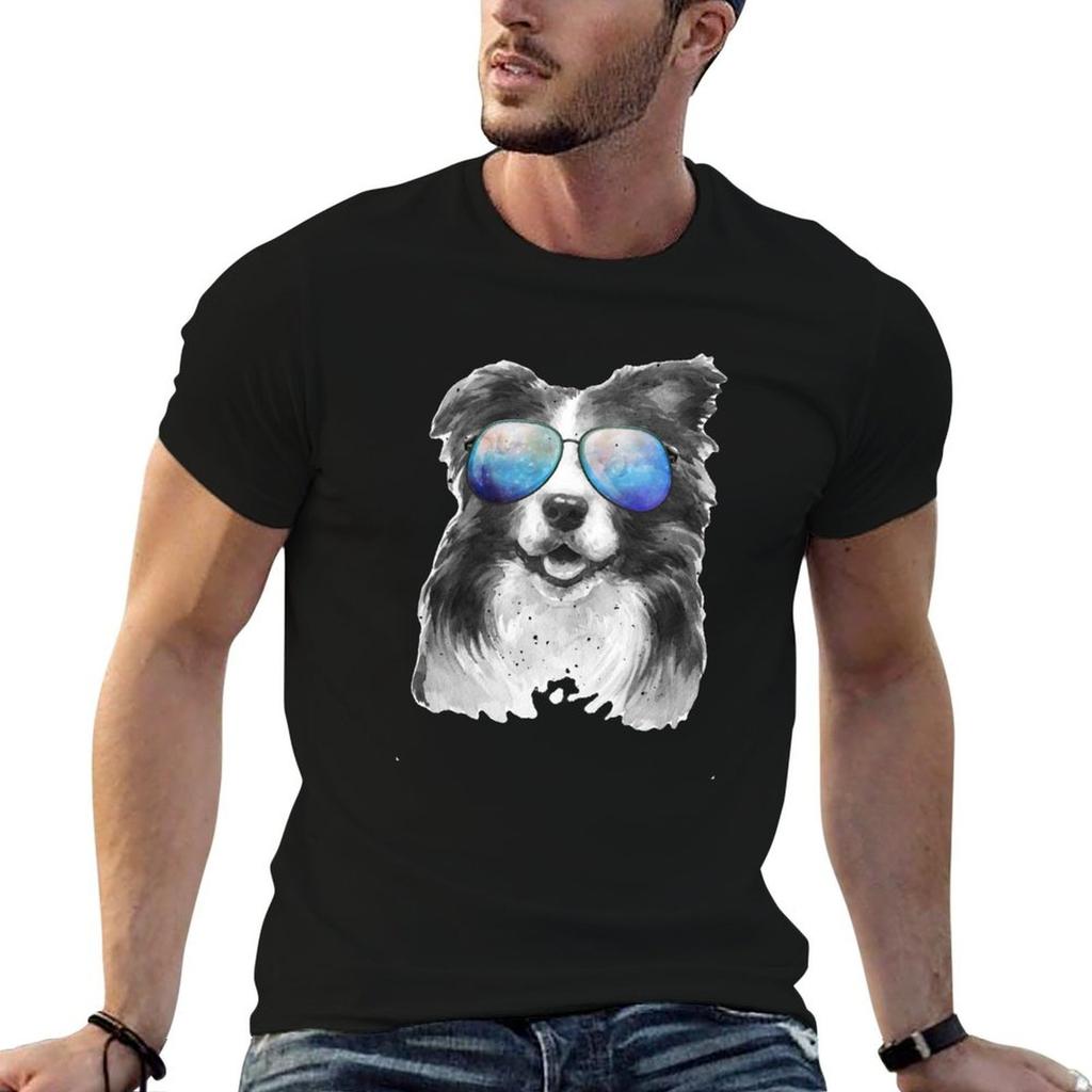 Retro Vintage Border Collie Galaxy Universe Hipster Funny Sheepdog Border Collie Lover Gift TShirt