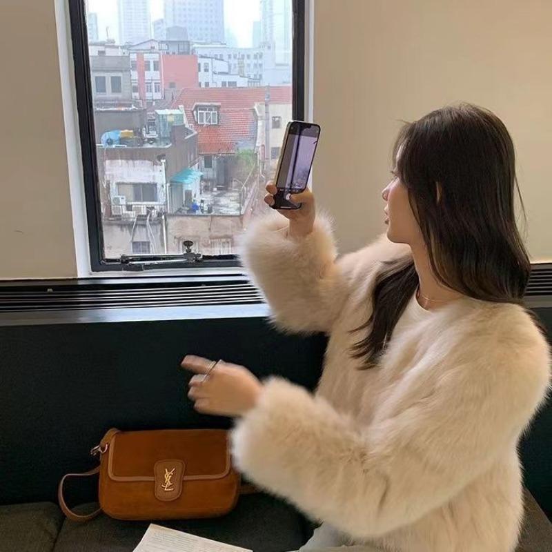 Nuovo Cappotto di Pelliccia Autunno Inverno da Donna, Stile Corto Imitazione Pelliccia di Volpe, Scollo a V, Piccola Statura, Lusso Leggero, Versione Coreana, Abbigliamento Popolare da Donna