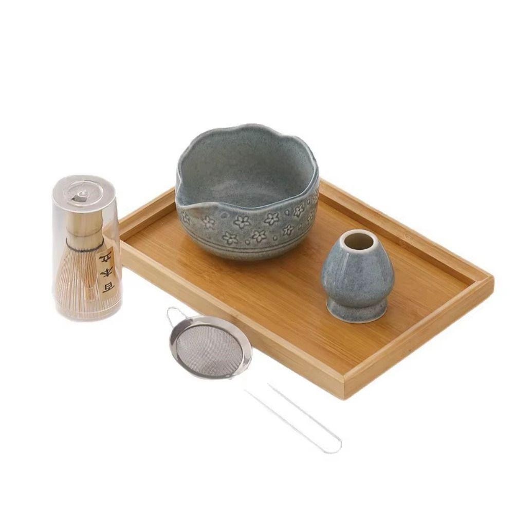 6 PCS Strainer Mesh Matcha Bowl Set Tea Scoop Bamboo Matcha Whisk for Tea Lovers Gifts
