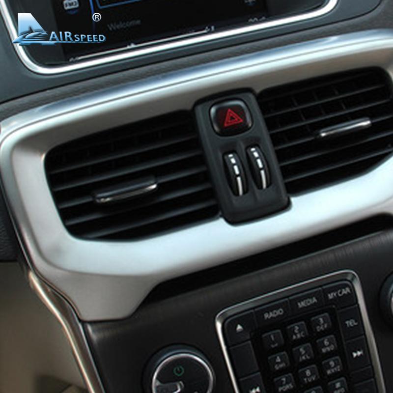 For Volvo V40 Interior Console Air Conditioning Outlet Decorative Cover Trim Stainless Steel Car Accessories Styling