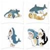 Luxury Home Decor Pillowcase Cat Shark Creative Pattern Cushion Cover Living Room Sofa Cushion Cover