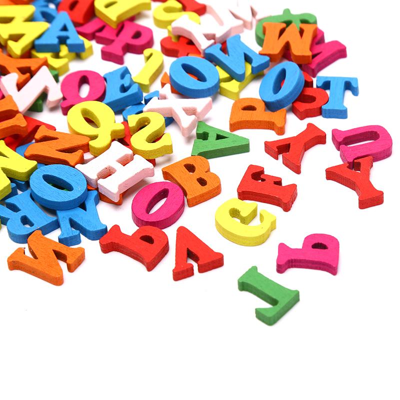 100Pcs/Set Coloridos Números De Madeira Letras Para Crianças Aprendendo Brinquedos Educativos