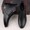 Men's Fashionable Leather Casual Short Boots Classic Side Zipper Anti-Slip Outdoor Walking Boots Business and Office Work Boots