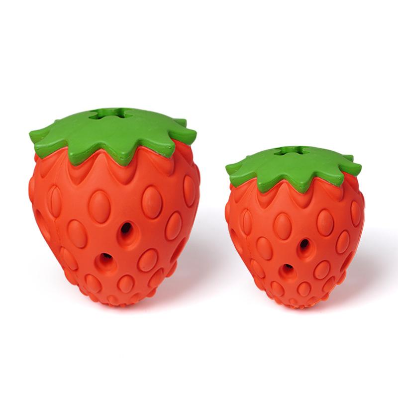 

Strawberry Toys for Missed or Hidden Food, Interactive Teething and Cleaning Dog Toys, Natural Rubber Eco-friendly Pet Toys small 1pc красный/зелёный
