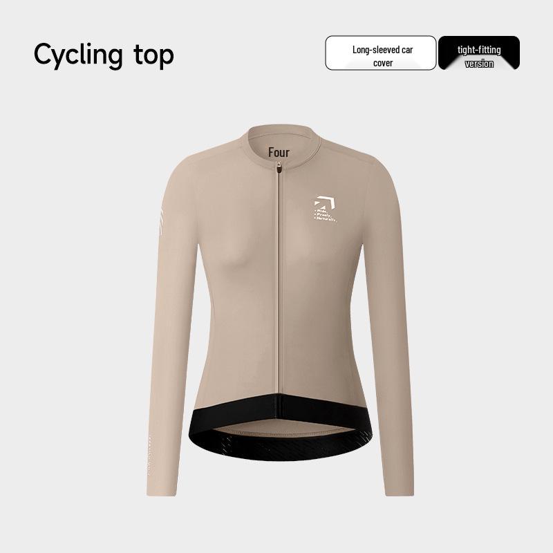 NUCKILY Women's Long Sleeve Cycling Jersey - Breathable, Sweat-Wicking, Tight-Fit Road Bike Top for Spring and Autumn.