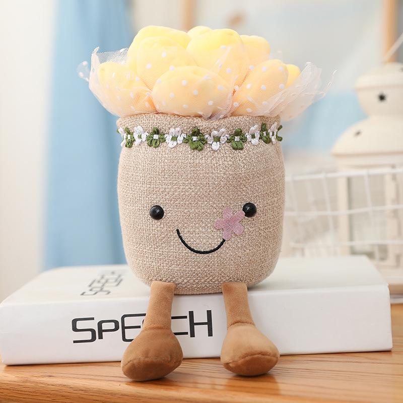 Creative Plush Tulip Succulent Ornaments – Fun Simulated Potted Decor for Home, Study, or Living Room