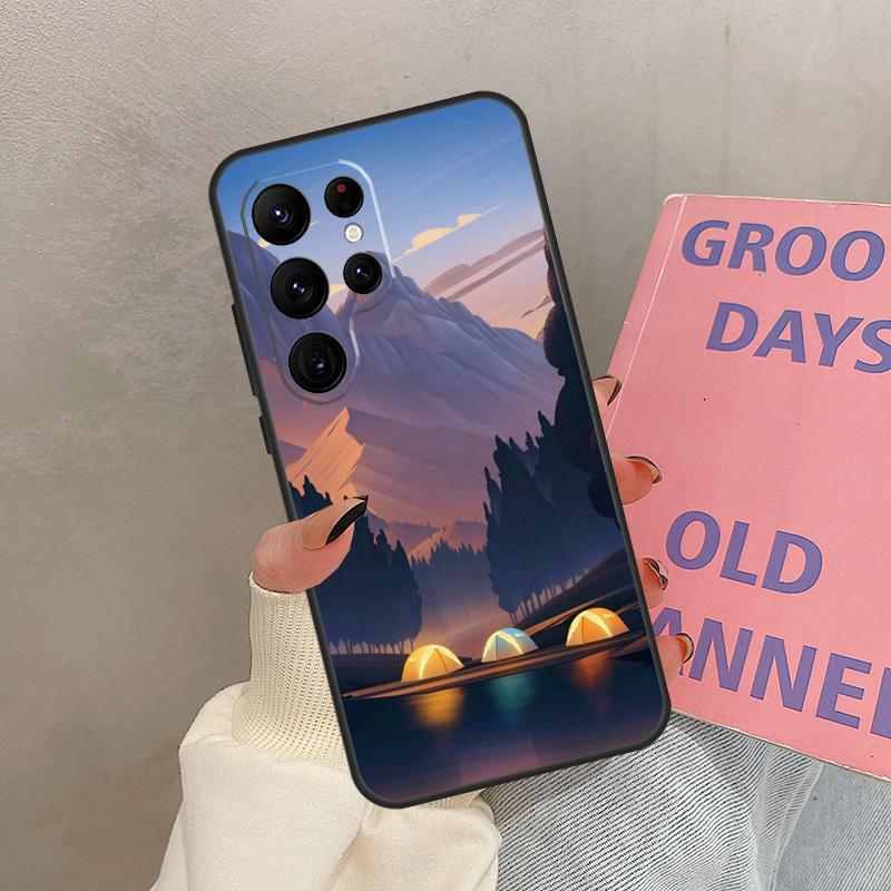 Camping Nature Mountain Case For Samsung Galaxy S25 Ultra S20 S21 S22 S24 S23 Ultra S9 S10 Plus S25 FE Cover Coque