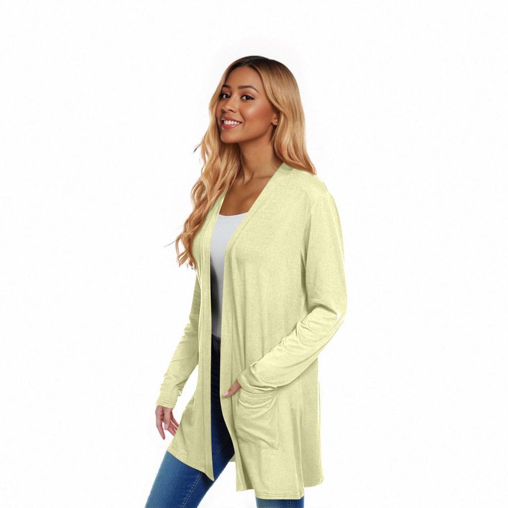 Women's Long Sleeve Cardigan Casual Jacket With Pockets Top
