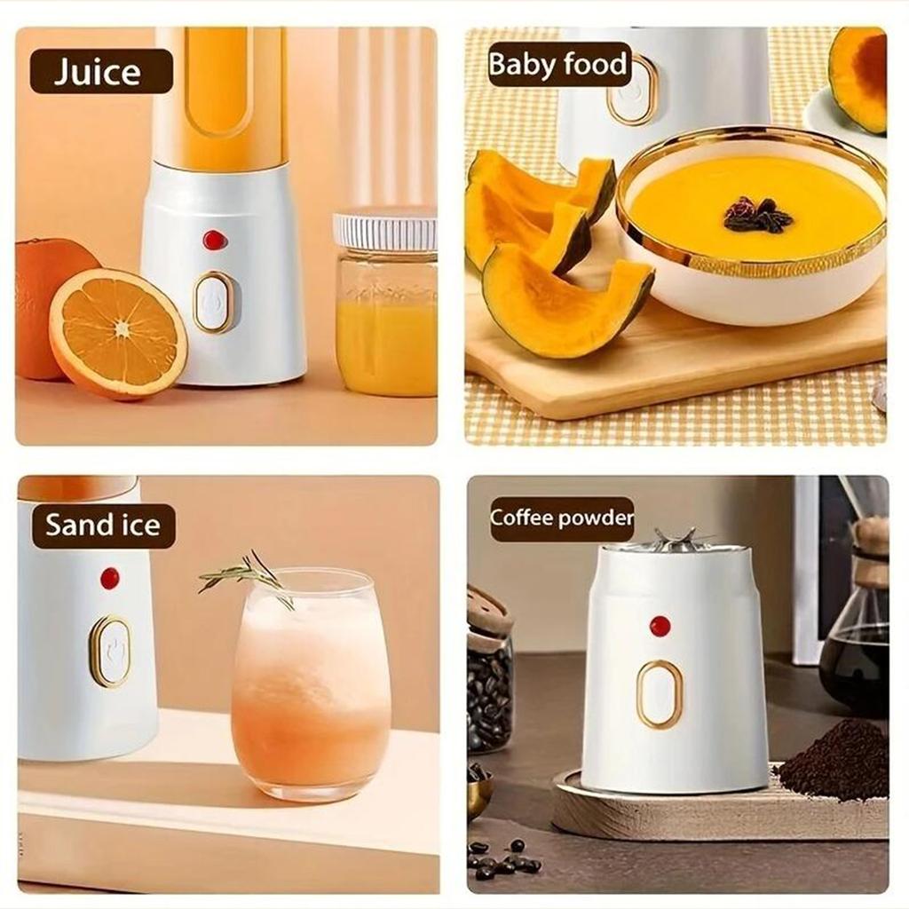 1pc portable rechargeable juicer, with two cups (one large and one small), multifunctional juicer in student dormitory.