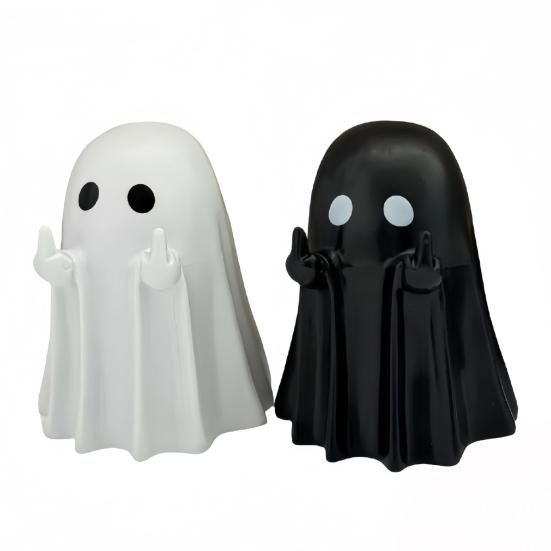 Halloween Ghost Figurine Funny Middle Finger Ghost Statue Sassy Ghost