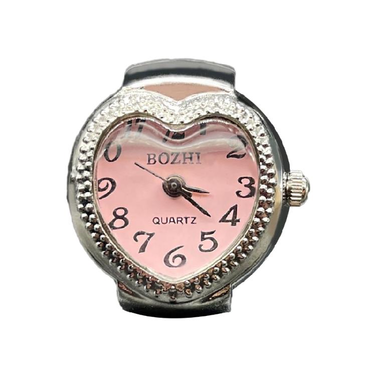 Fashion Heart Shape Finger Watch Couple Rings Jewelry Clock Roman Quartz Watches
