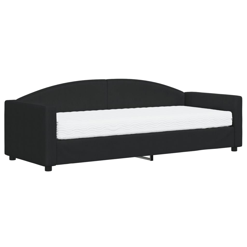 Vidaxl Sofa Z Materacem Do Spania, Czarna, 80X200 Cm, Tkanina