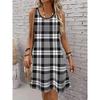 Women's Geometric Pattern Printed Sleeveless Round Neck Dress Loose Soft and Comfortable Plus Size Dress