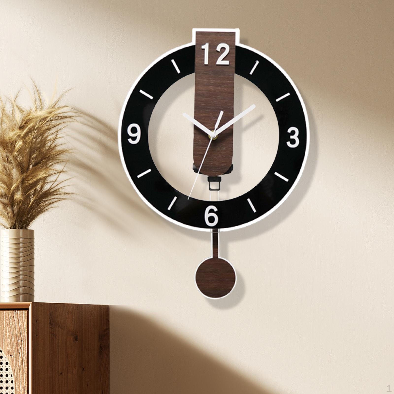 

Маятниковые настенные часы для украшения дома, легко читаемые, подвесные часы для кухни, спальни, подарок чёрный