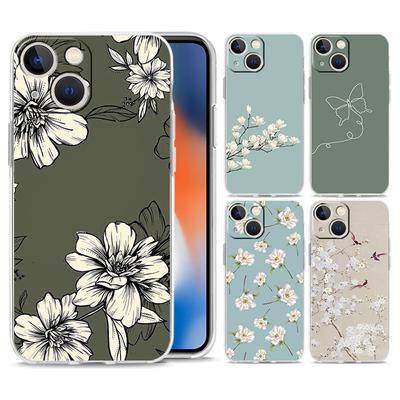 Handyhülle für iPhone 15 14 13 12 Mini 11 Pro Max XS X XR 7 8 Plus Klar Stoßfest Silikon TPU Hülle Blume