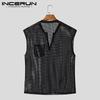 INCERUN Summer Men Short Sleeves See Through Mesh Tops T-shirts
