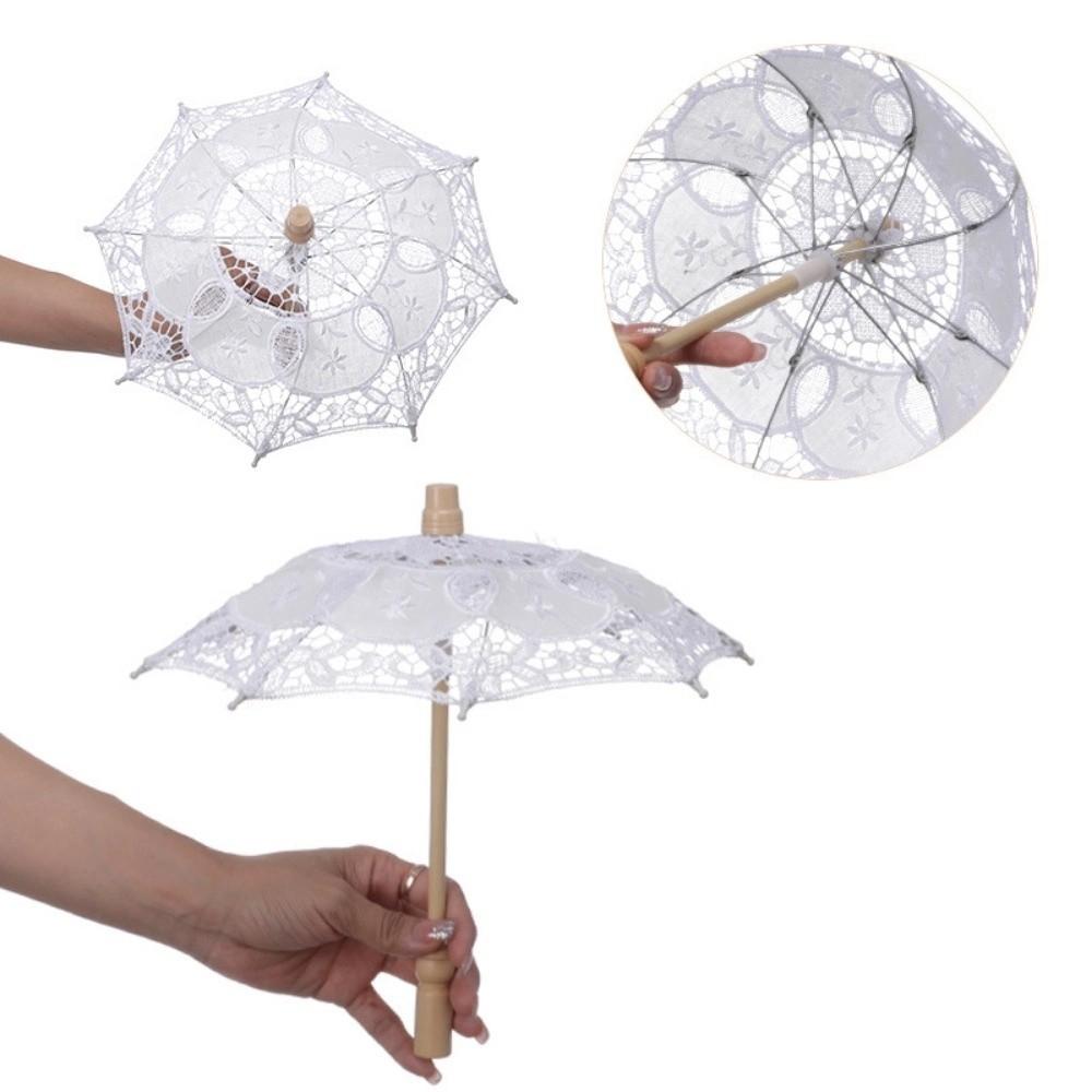 Embroidery Flower Girl Umbrella 26/31/43/53cm Kids Sun Umbrella  Bride Wedding Gift