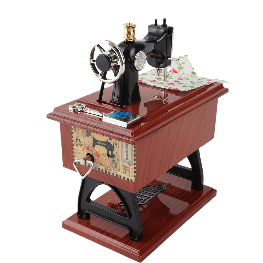 Mini Sewing Machine Music Box Wind Up Vintage Musical Toy for Tabletop Decoration Holiday Gift 1010 Mini Sewing Machine