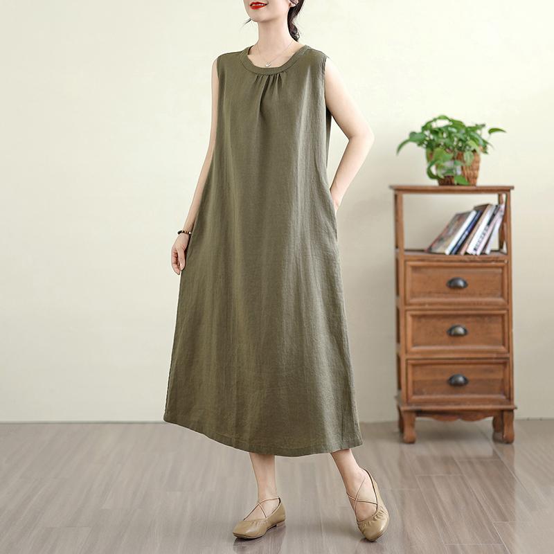 

Новое винтажное платье из хлопка и льна без рукавов больших размеров для женщин, повседневное свободное длинное летнее платье XL