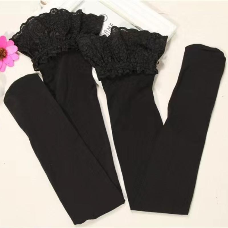 Jambières en velours 80D pour femmes, haut en dentelle sexy, bas de maintien en silicone, bas de cuisse hauts, nylon élastique, lingerie