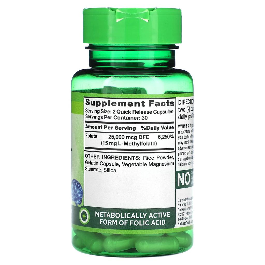 Nature'S Truth, Extra Strength L-Methyl Folate, 15 Mg, 60 Rapid Release Capsules (7.5 Mg per Capsule)