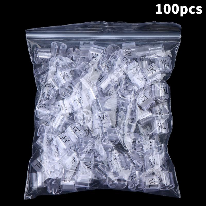 

Clothes Hanger Size Marker 100Pcs Clear Plastic Tags XXS to 5XL for Home Wardrobe Clothing Arrangement