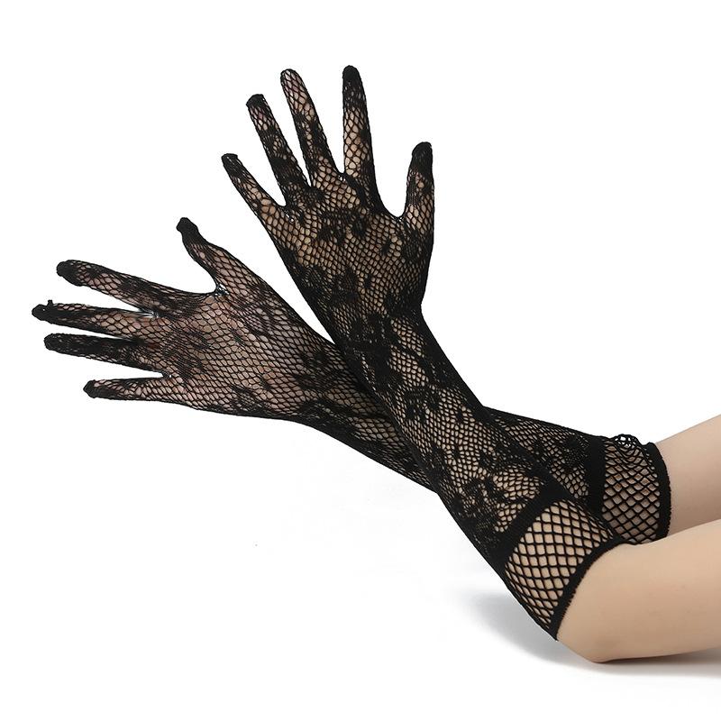 Summer Women's Sleeves Long Lace Sunscreen Driver's Half Finger UV Resistant Lace Sexy Evening Gloves