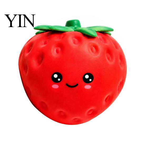 Reusable Stress Ball Cartoon Strawberry Relief Toy, Giant Squeeze Fake Anxiety Toy Fruit Sensory Fidget for Home Office School Durable Reliever
