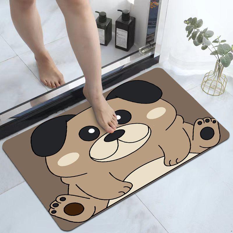 Toilet Non-slip Door Mat Cute Cartoon Diatom Mud Floor Mat Bathroom Door Floor Mat Anti-drop Absorbent Quick-drying Door Mat