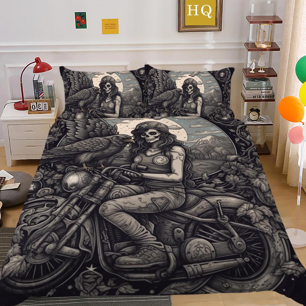 Bettbezug-Set Beauty Skull Gedruckt Full Size Mikrofaser Tagesdecken Hohe Qualität Kissenbezug Luxus Bettwäschebezug-Sets