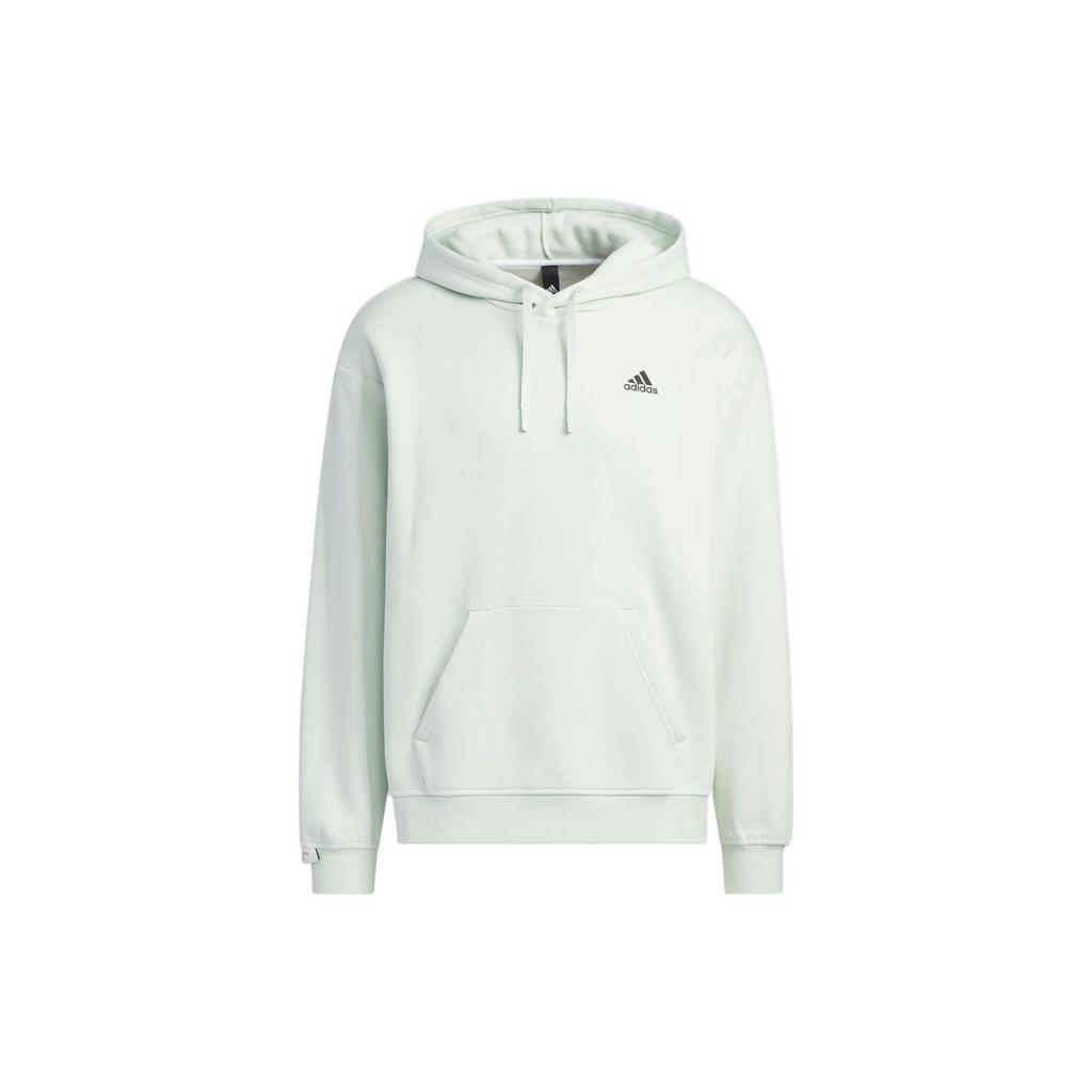 adidas Solid Color Kangaroo Pocket Hoodie Unisex Soft Daily Casual Streetwear Tops Linen Green IV7593