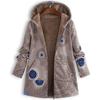 Vintage Floral Fleece Jacket for Women Warm Hooded Long Sleeve Coat with Pockets Casual Fashion Zipper Outerwear