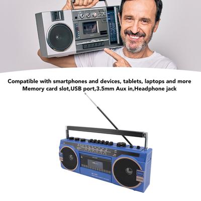 AM FM SW Kassettenplayer Bluetooth Vintage Großartige Klangqualität USB-Anschluss 3,5mm Aux-In Kassettenrekorder Kassettenabspieler Kassettenrekorder