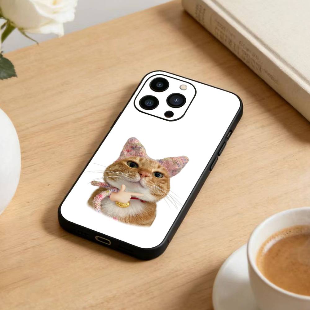 Goofy Cool Cats Big Eyes Phone Case For iPhone 17 16 15 14 13 12 Max Plus Silicone Black Cover