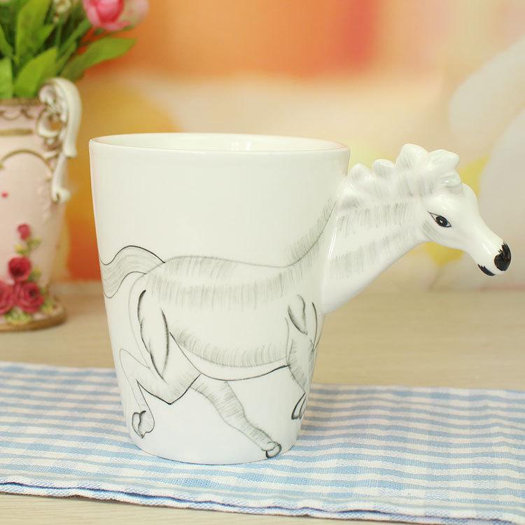 Creative Ceramic Puppy Giraffe Coffee Cup Cute Animal Mug Relief Three-dimensional Decor Afternoon Tea Breakfast Milk Mug 400ml