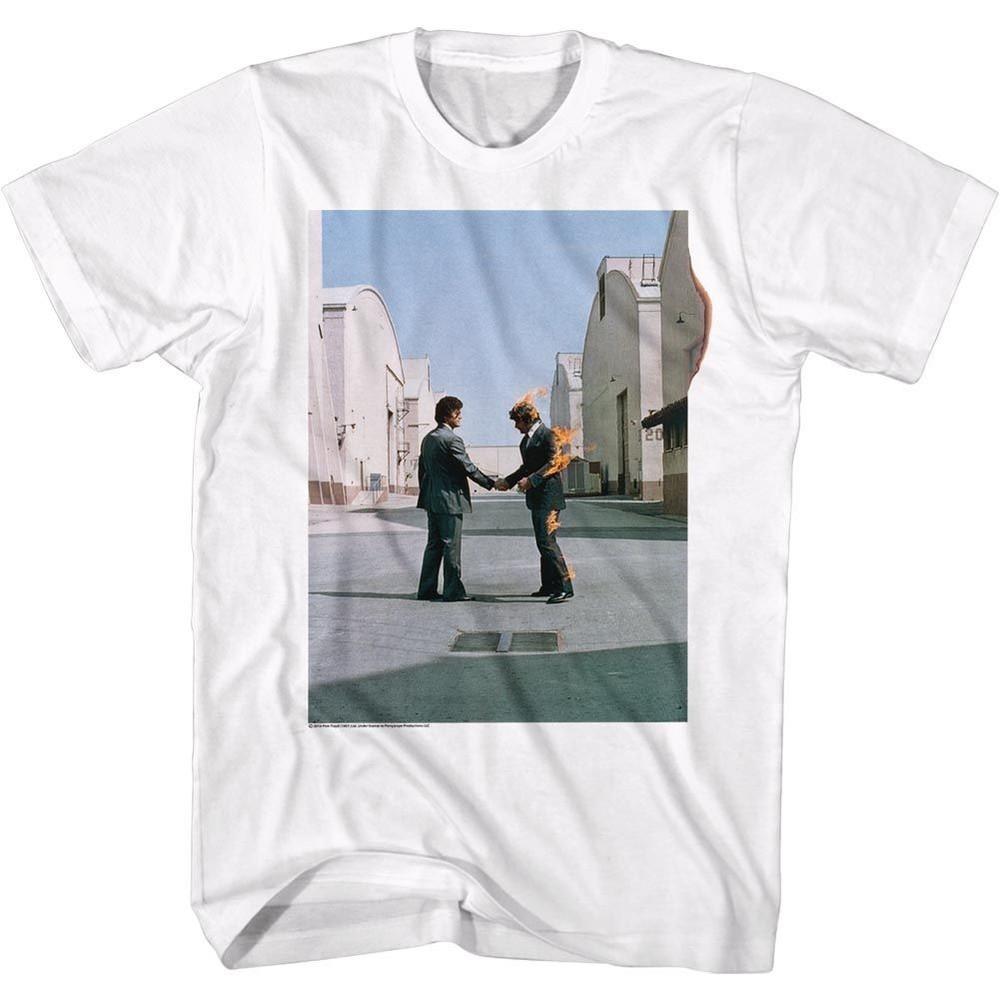 Pink Floyd Wish You Were Here Fire White Music Band Shirt