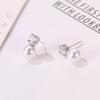 925 Sterling Silver Female Luxury Crystal Round Stud Earrings Vintage Wedding Jewelry White Zircon Stone Earrings New Nice