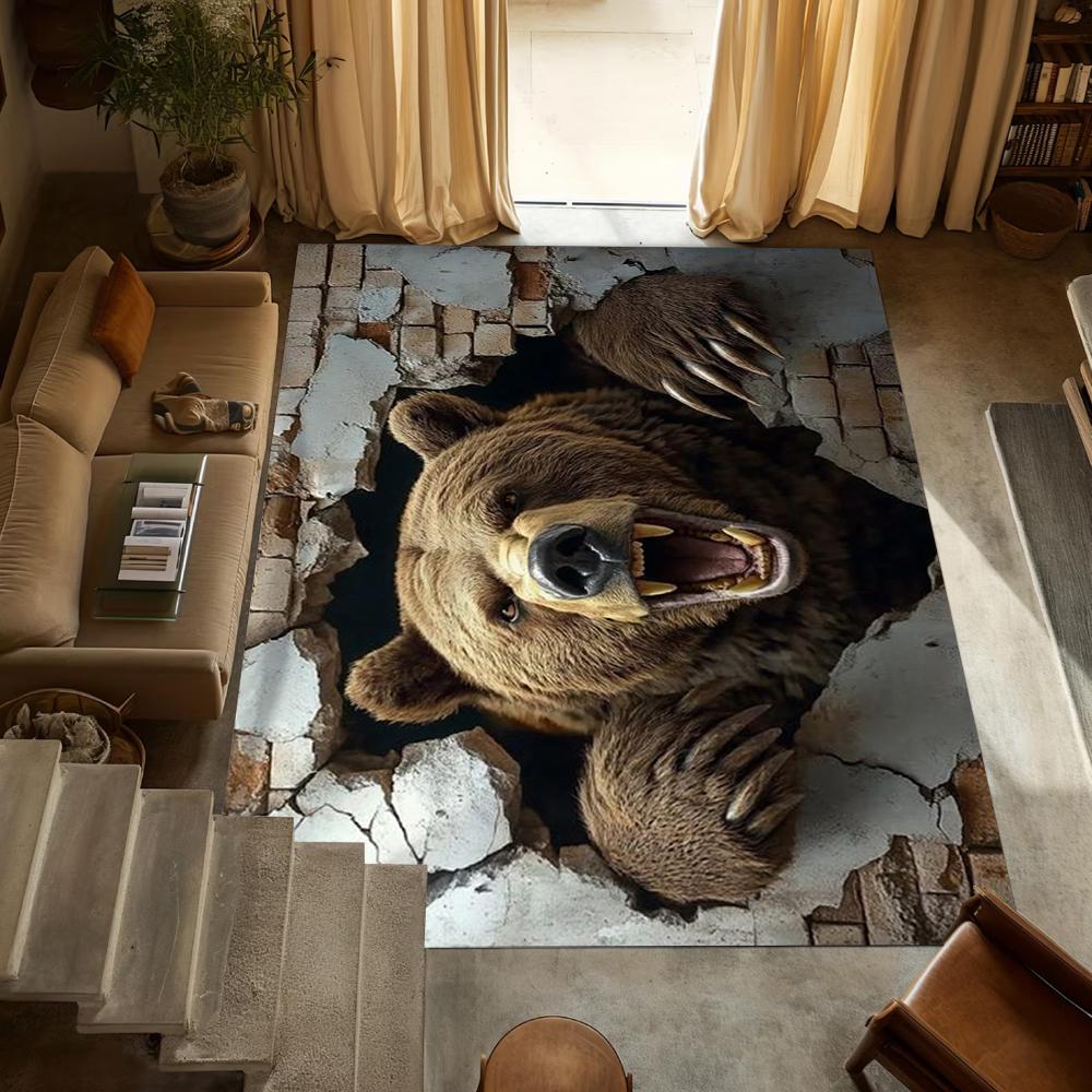 

Visual Stereoscopic Brown Bear Carpet Illusionary Gorilla Brown Bear Carpet Door Mat Living Room Bedroom Decorative Carpet Rug 50x80cm