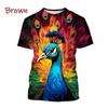 3d Animal Peacock Printed T Shirt Pavo Muticu Maurya Graphic T-shirts For Men Kid Fashion Funny Streetwear Short Sleeves Clothes