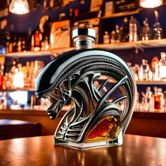 Viskio butelis Unikalios ateivių formos Stiklinis vyno dekanteris Daugiafunkcinė gėrimų talpa viskiui, vynui, alui