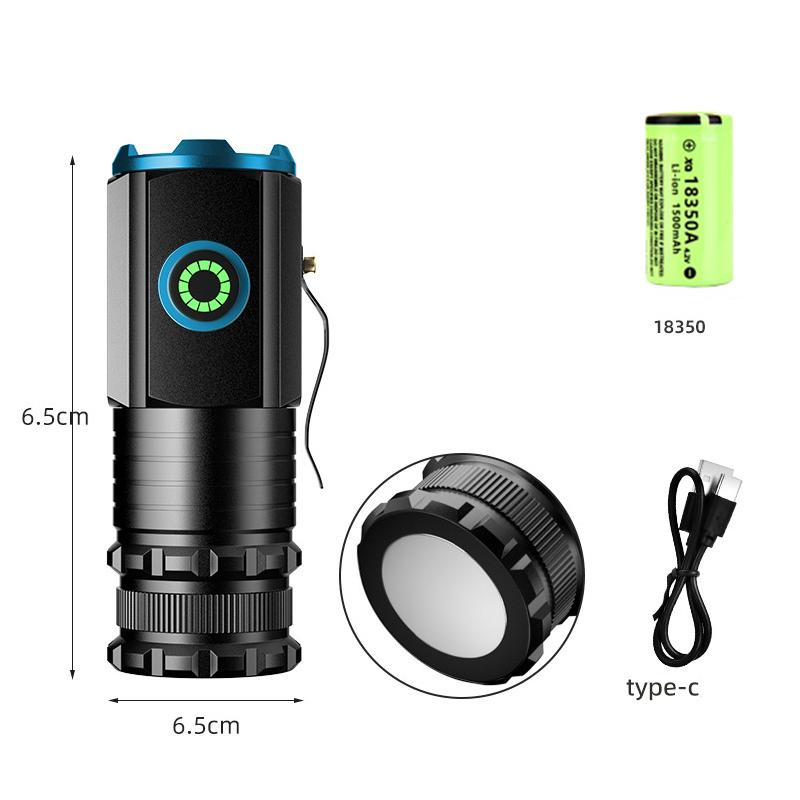 3 F350 LED Mini  Flashlight Powerful Type-C Rechargeable 18350 Battery Torch SST20 2000LM Lamp with Tail Magnet Tactical Lantern