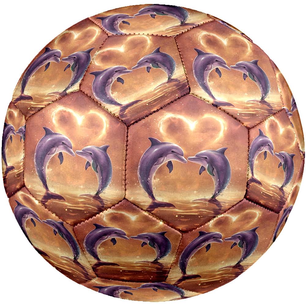 1pc Heart Dolphins Theme Soccer Ball Football, Size 5, Lightweight PVC, Outdoor Training Soccer Ball,Gift c6515