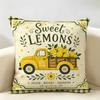 Summer Lemon Car Cushion Cover Natural Linen Organic Fabric Double-Sided Printing Breathable Perfect For Home Decor