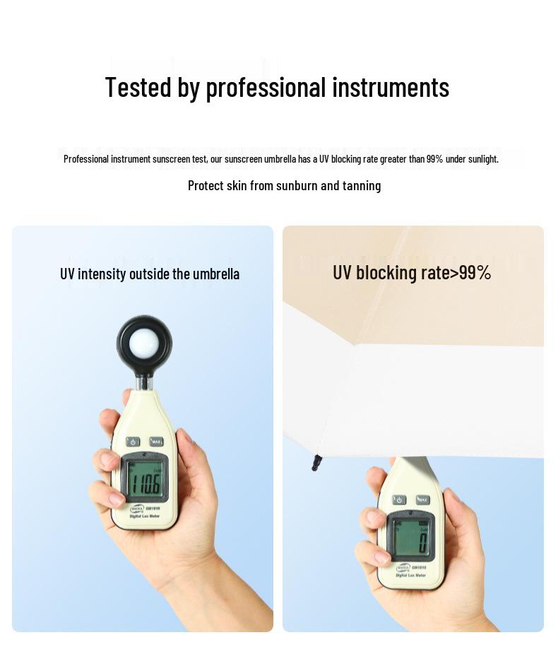 Bamboo Handle Two-Fold Umbrella - Lightweight Black UV Protection and Sunscreen Parasol