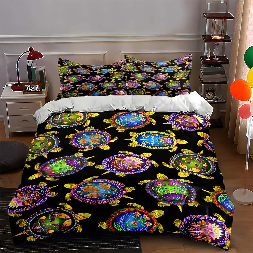 Bright Turtle Motifs. Bedding Duvet Cover Sets Duvet Covers Pillowcases Gifts (1 * Duvet Cover 2 * Pillowcases, Without Duvet Insert)
