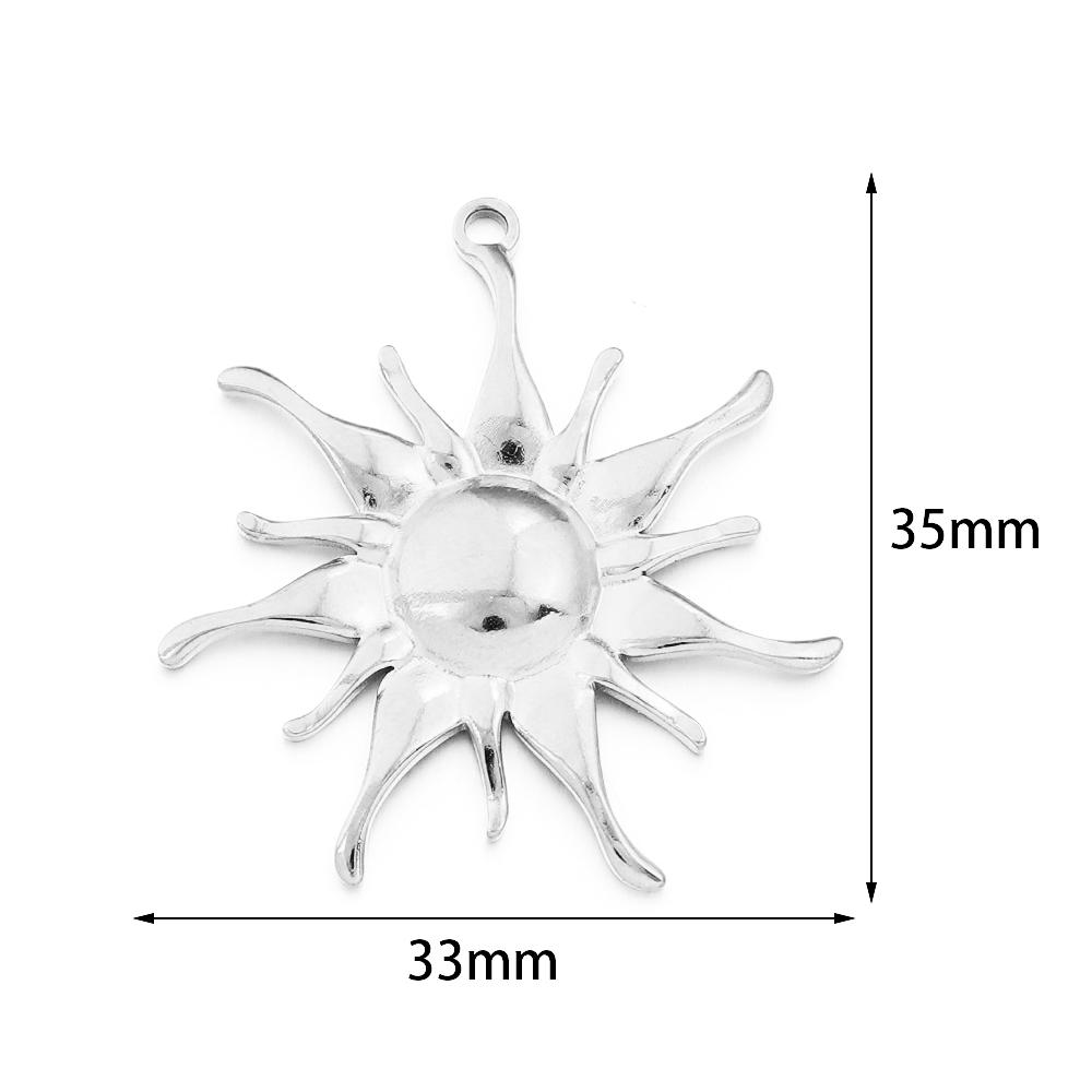 2pcs/lot Stainless Steel Retro Pendant Gold Color Sun Flower Moon Shape Charms For DIY Crafts Necklace Earrings Gift Accessories