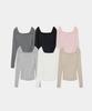 MONGDOL Square Neck Layered Diagonal Button Ribbed Knit Top Mdkt123_6 Colors
